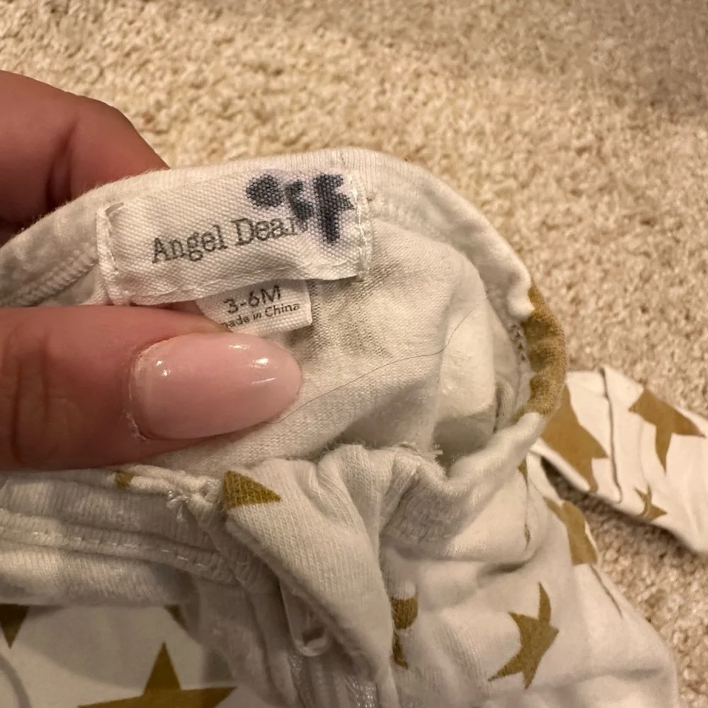 Designer- Angel Dear White and Gold Star Kids Footie